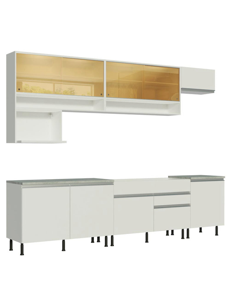 Armário de Cozinha Completa 300cm Branco Verona Madesa XASR