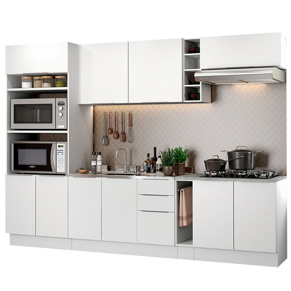 Armário de Cozinha Completa 290cm Branco Stella Madesa 01 - Branco