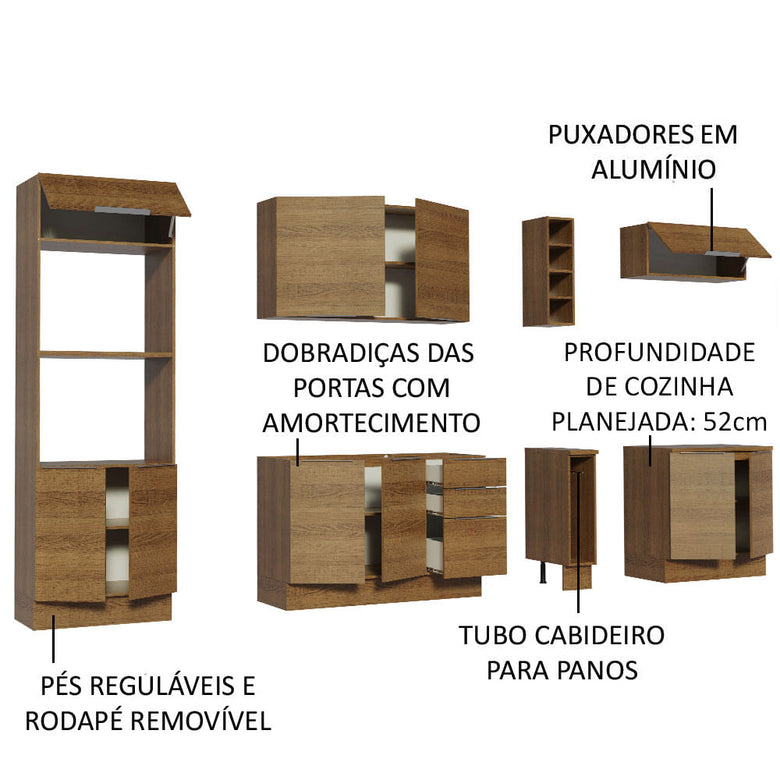Armário de Cozinha Completa 290cm Rustic Stella Madesa 01