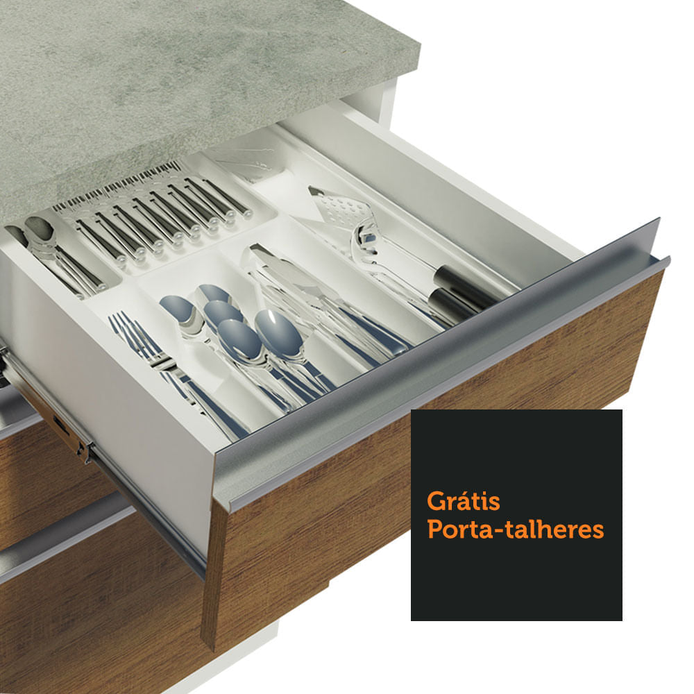 Armário de Cozinha Compacta 280cm Branco/Rustic Marina Madesa 01