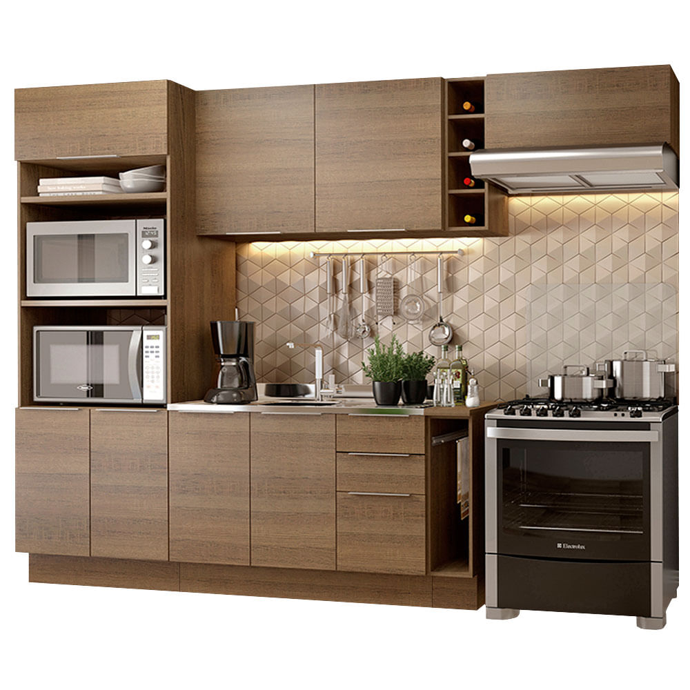 Armário de Cozinha Completa 290cm Rustic Stella Madesa 02 - Rustic