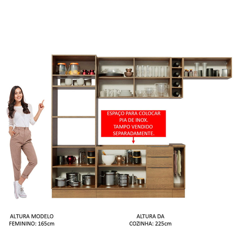 Armário de Cozinha Completa 290cm Rustic Stella Madesa 02