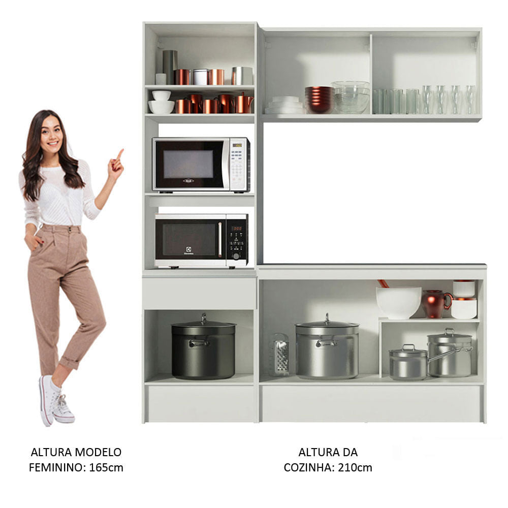 Armário de Cozinha Compacta 180cm Branco Topazio Madesa 86