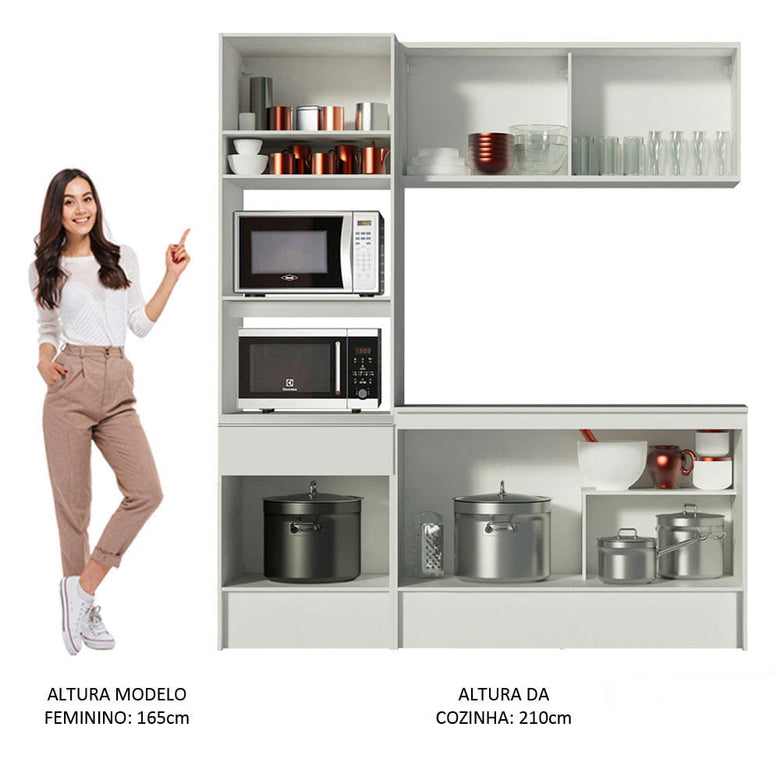 Armário de Cozinha Compacta 180cm Branco Topazio Madesa 86