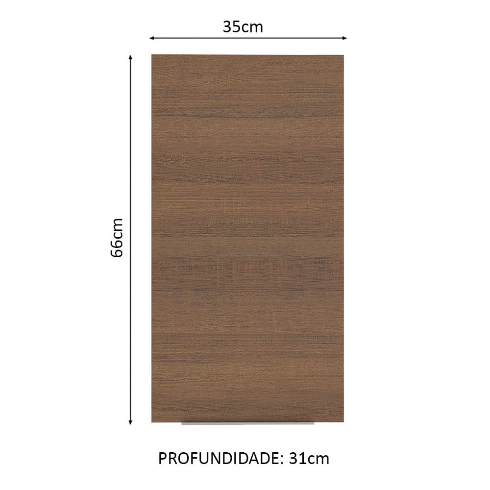 Armário Aéreo Madesa Stella 35 cm 1 Porta Branco/Rustic - Branco/Rustic