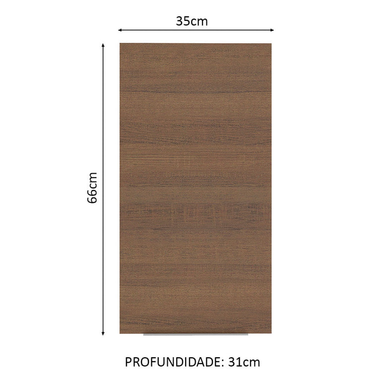 Armário Aéreo Madesa Stella 35 cm 1 Porta Branco/Rustic