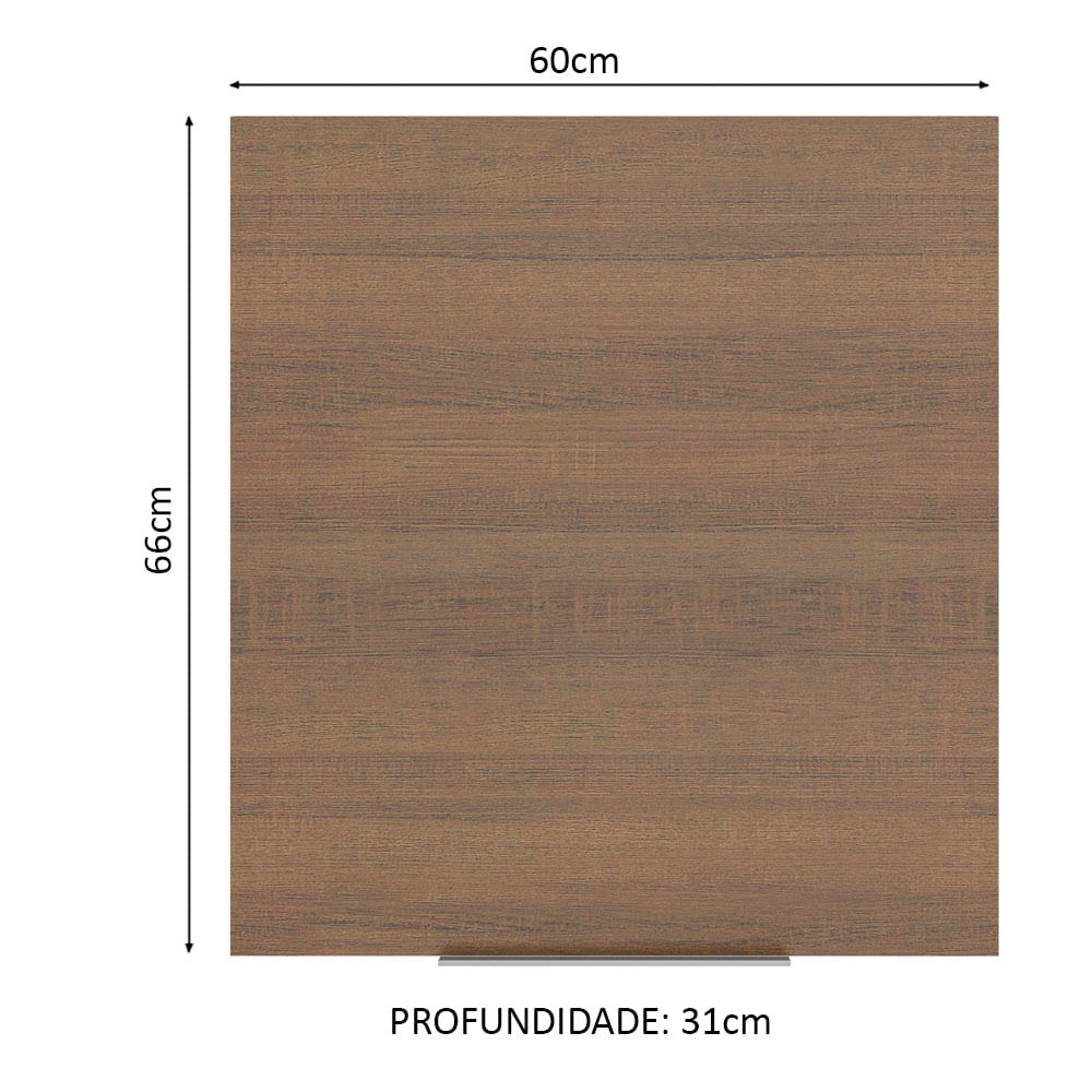 Armário Aéreo Madesa Stella 60 cm 1 Porta Branco/Rustic - Branco/Rustic