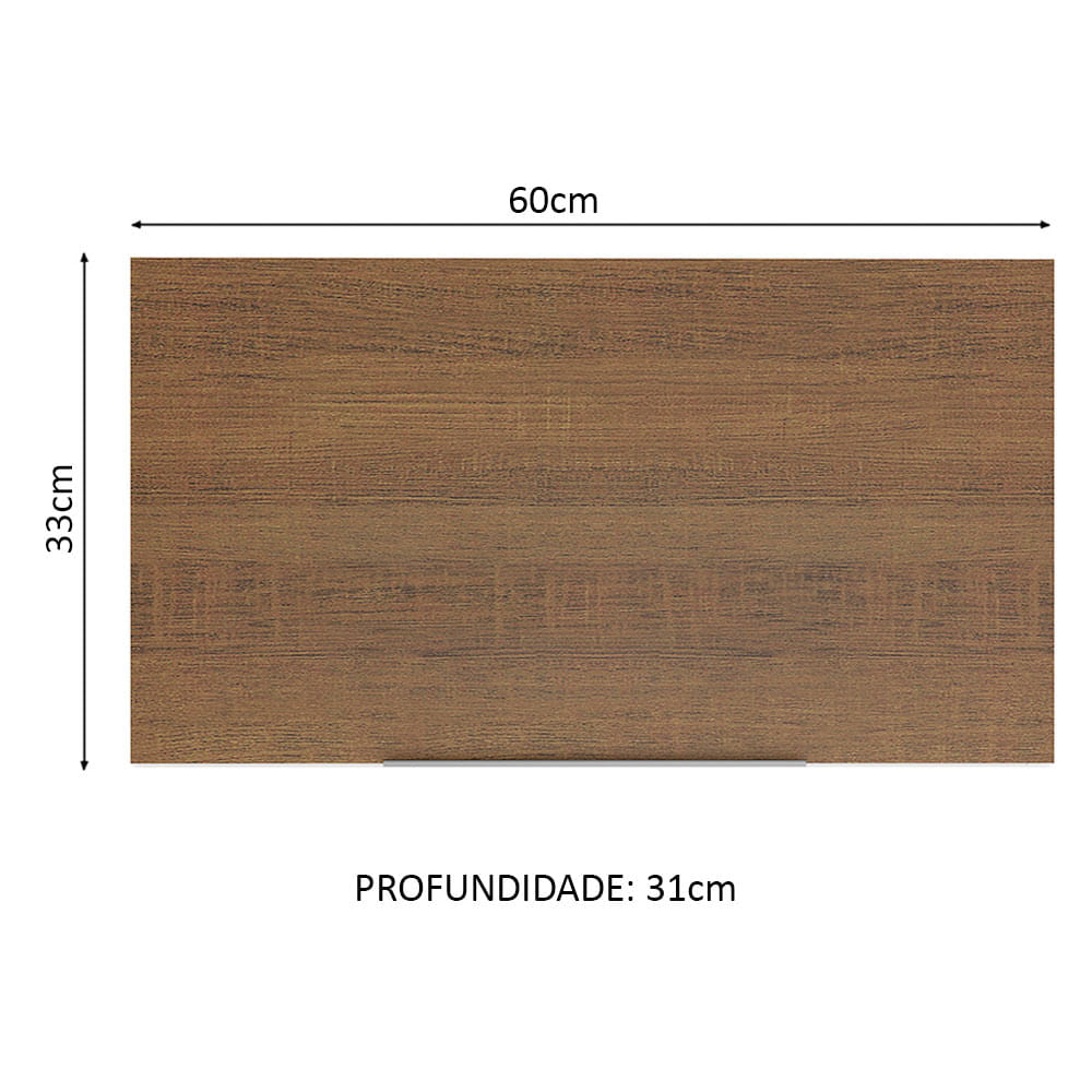 Armário Aéreo Madesa Stella 60 cm 1 Porta Basculante Branco/Rustic - Branco/Rustic