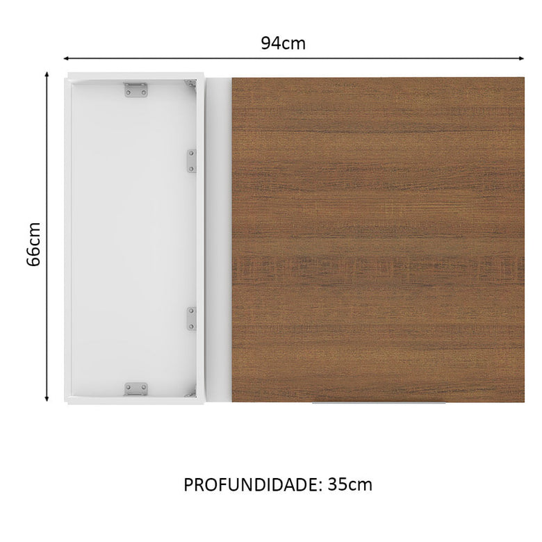 Armário Aéreo de Canto Madesa Stella 1 Porta Branco/Rustic