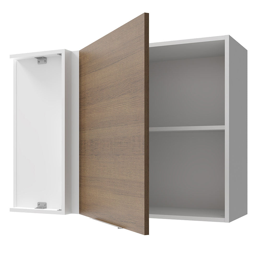 Armário Aéreo de Canto Madesa Stella 1 Porta Branco/Rustic