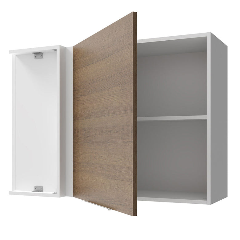 Armário Aéreo de Canto Madesa Stella 1 Porta Branco/Rustic