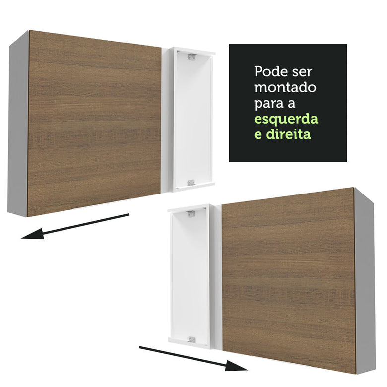Armário Aéreo de Canto Madesa Stella 1 Porta Branco/Rustic