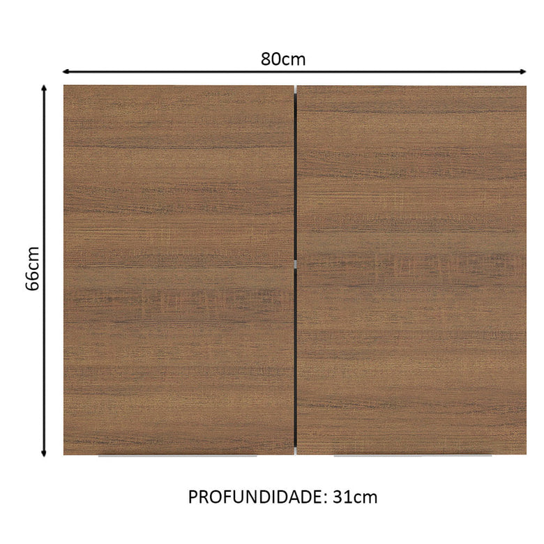 Armário Aéreo Madesa Stella 80 cm 2 Portas Branco/Rustic