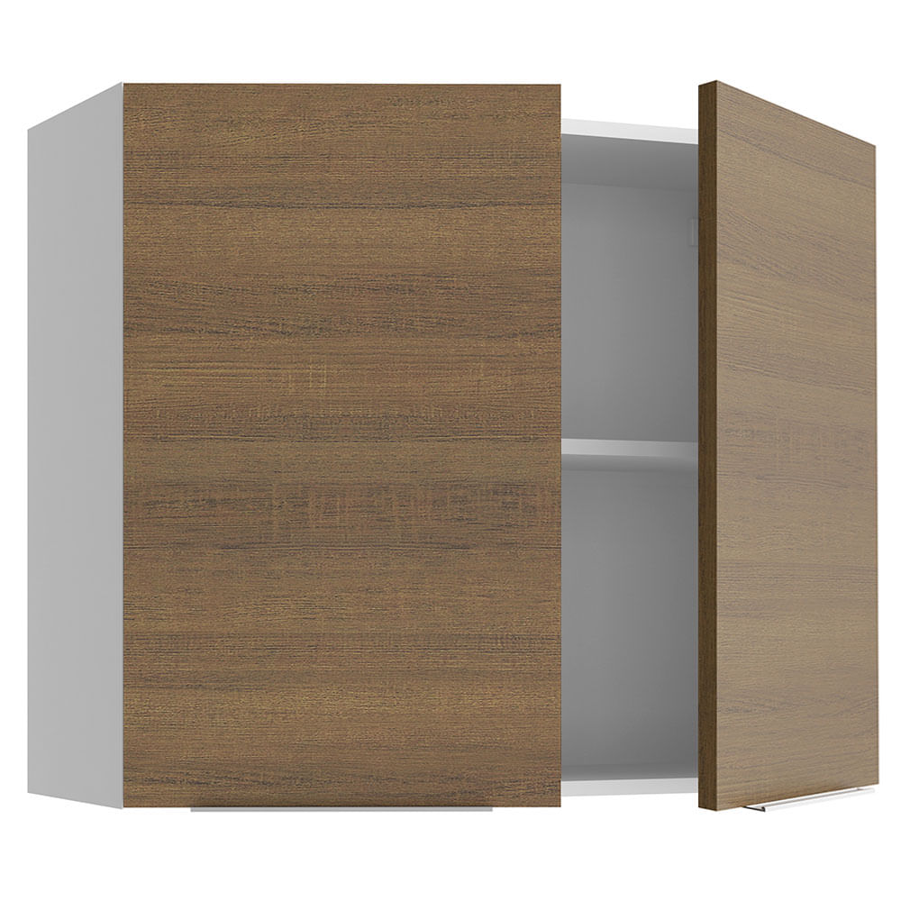 Armário Aéreo Madesa Stella 80 cm 2 Portas Branco/Rustic