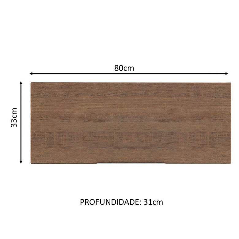 Armário Aéreo Madesa Stella 80 cm 1 Porta Basculante Branco/Rustic