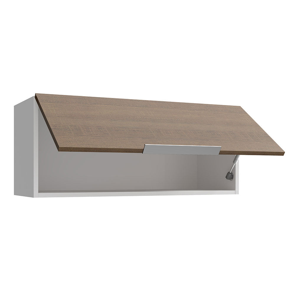 Armário Aéreo Madesa Stella 80 cm 1 Porta Basculante Branco/Rustic