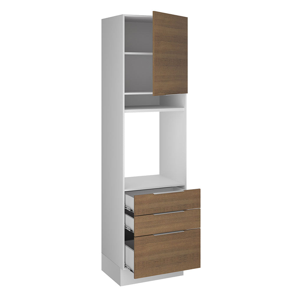 Torre Quente Madesa Stella 60 cm 1 Porta 3 Gavetas Branco/Rustic