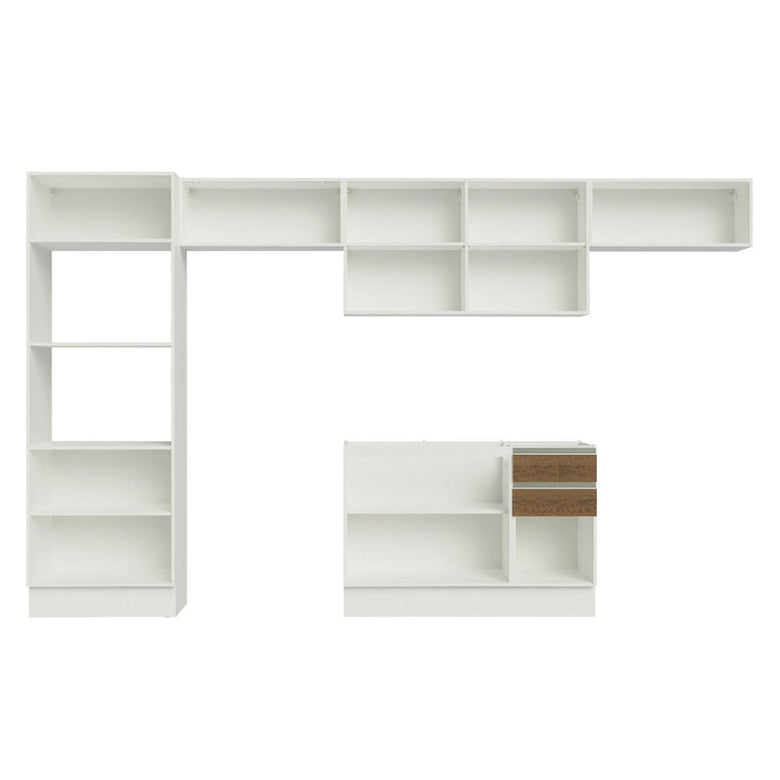 Armário de Cozinha Completa 100% MDF 350cm Rustic/Branco Acordes Madesa 01