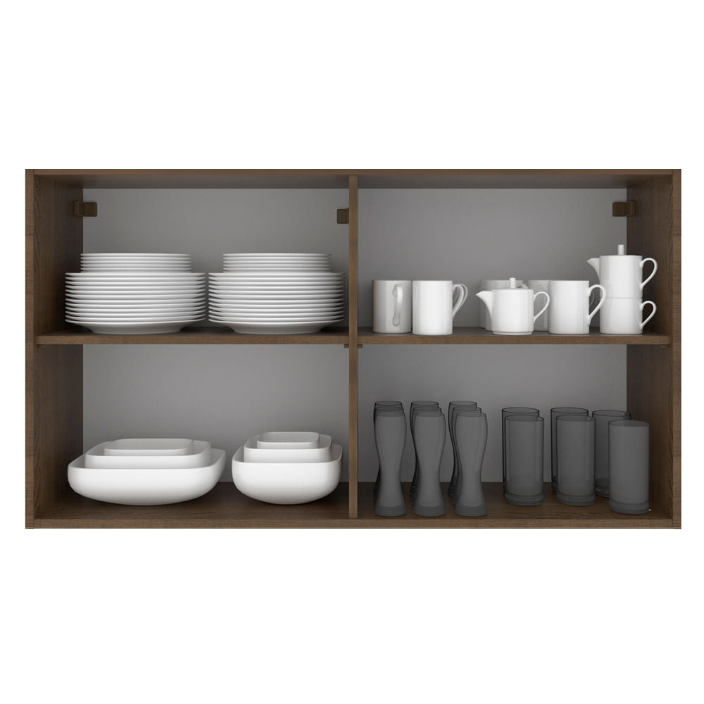 Armário Aéreo Madesa Stella 120 cm 2 Portas Rustic/Branco