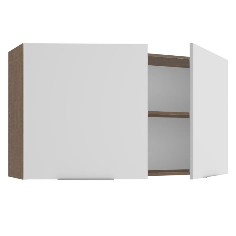 Armário Aéreo Madesa Stella 120 cm 2 Portas Rustic/Branco