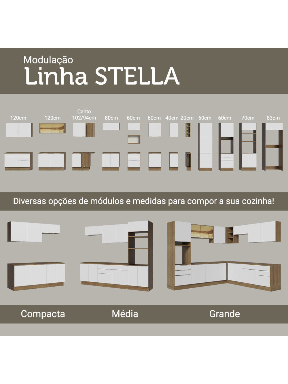 Armário Aéreo Madesa Stella 35 cm 1 Porta Rustic/Branco