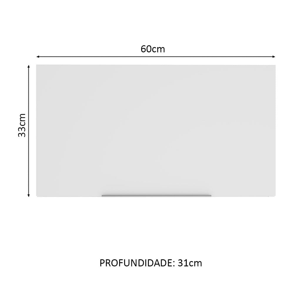 Armário Aéreo Madesa Stella 60 cm 1 Porta Basculante Rustic/Branco - Rustic/Branco