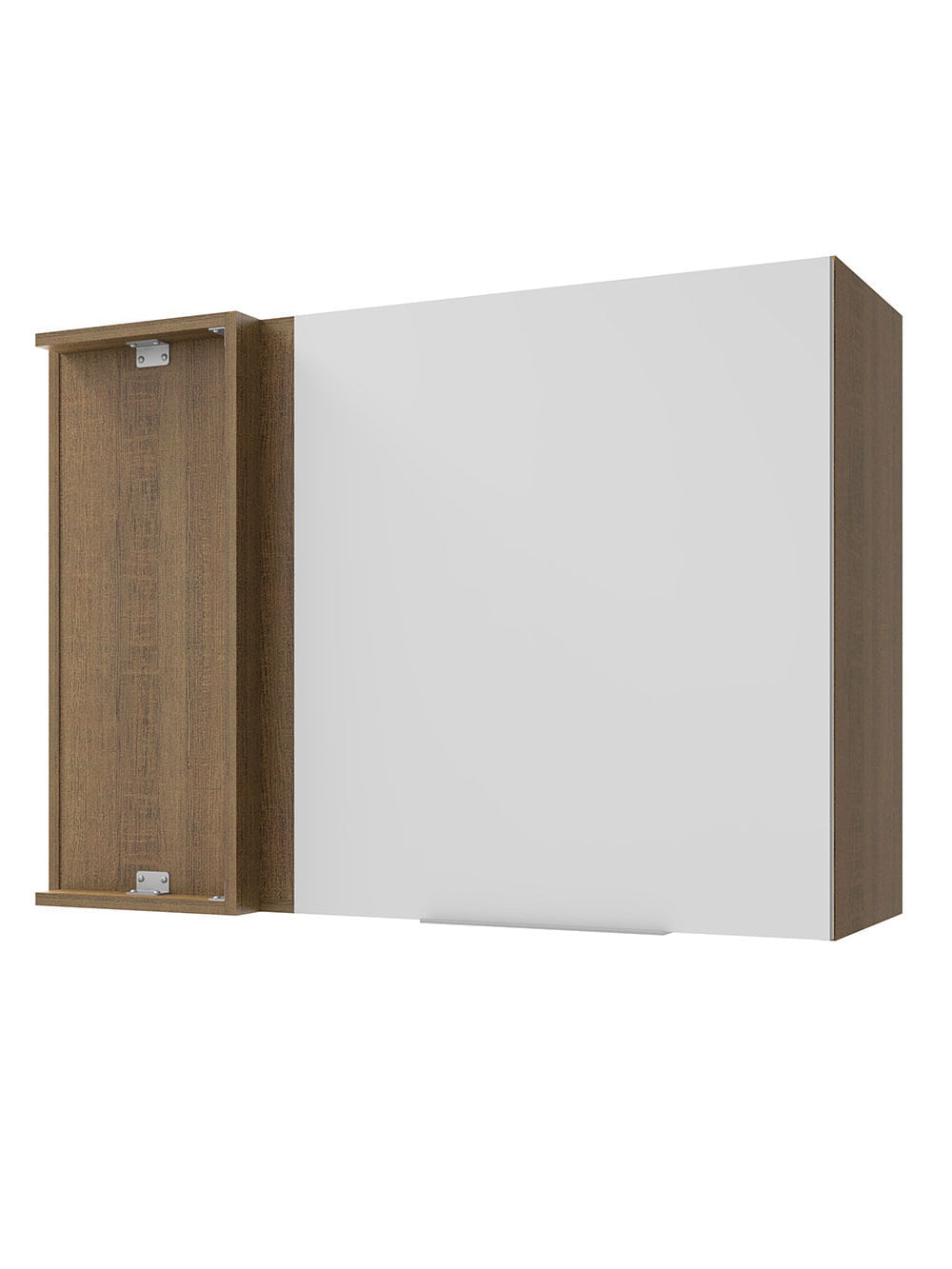 Armário Aéreo de Canto Madesa Stella 1 Porta Rustic/Branco - Rustic/Branco