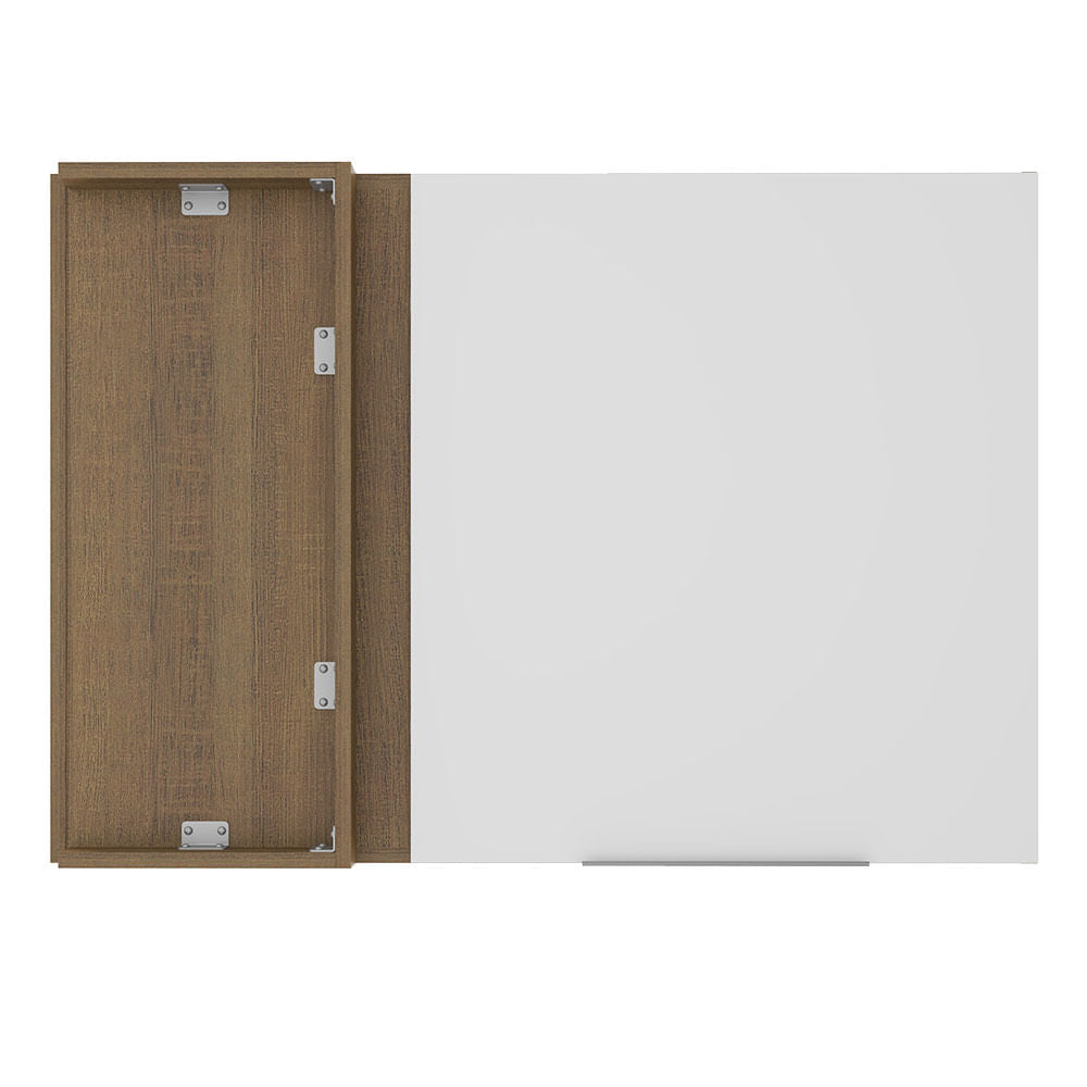 Armário Aéreo de Canto Madesa Stella 1 Porta Rustic/Branco