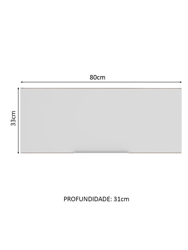 Armário Aéreo Madesa Stella 80 cm 1 Porta Basculante Rustic/Branco
