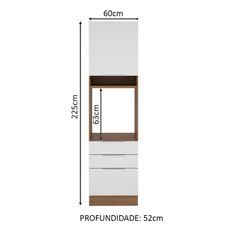 Torre Quente Madesa Stella 60 cm 1 Porta 3 Gavetas Rustic/Branco
