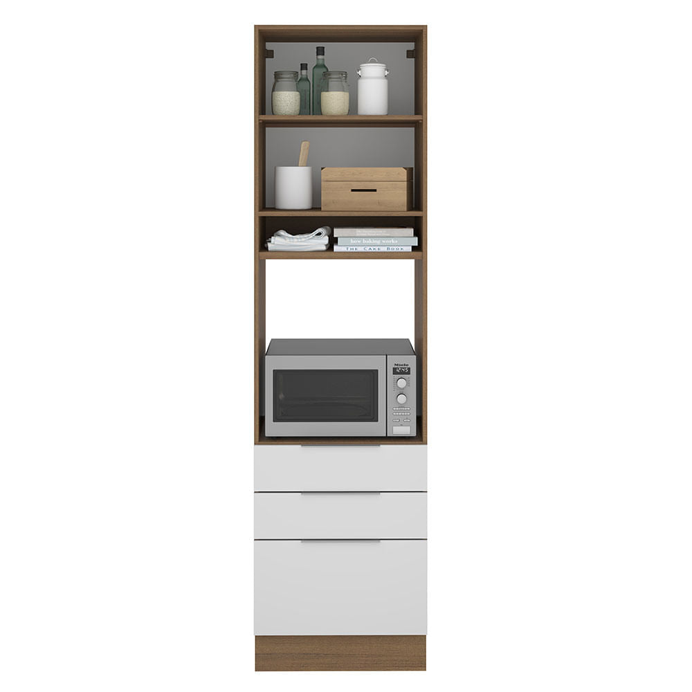 Torre Quente Madesa Stella 60 cm 1 Porta 3 Gavetas Rustic/Branco