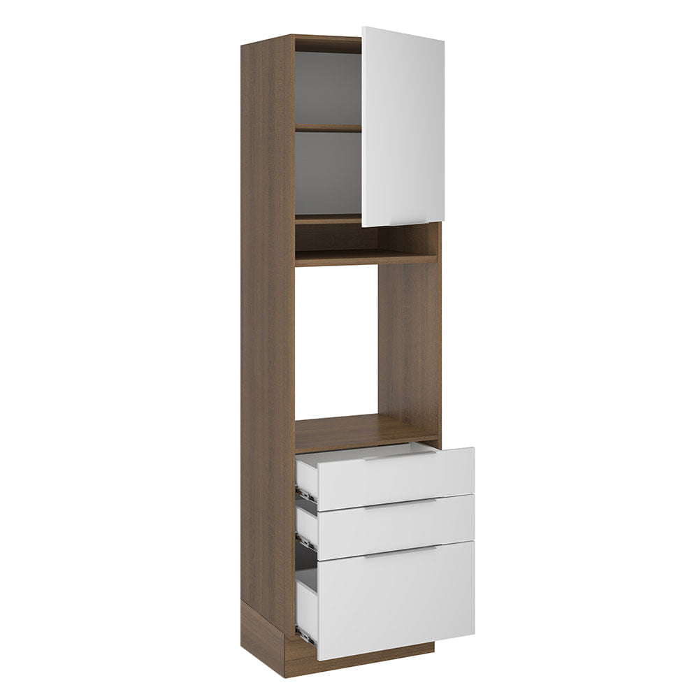 Torre Quente Madesa Stella 60 cm 1 Porta 3 Gavetas Rustic/Branco