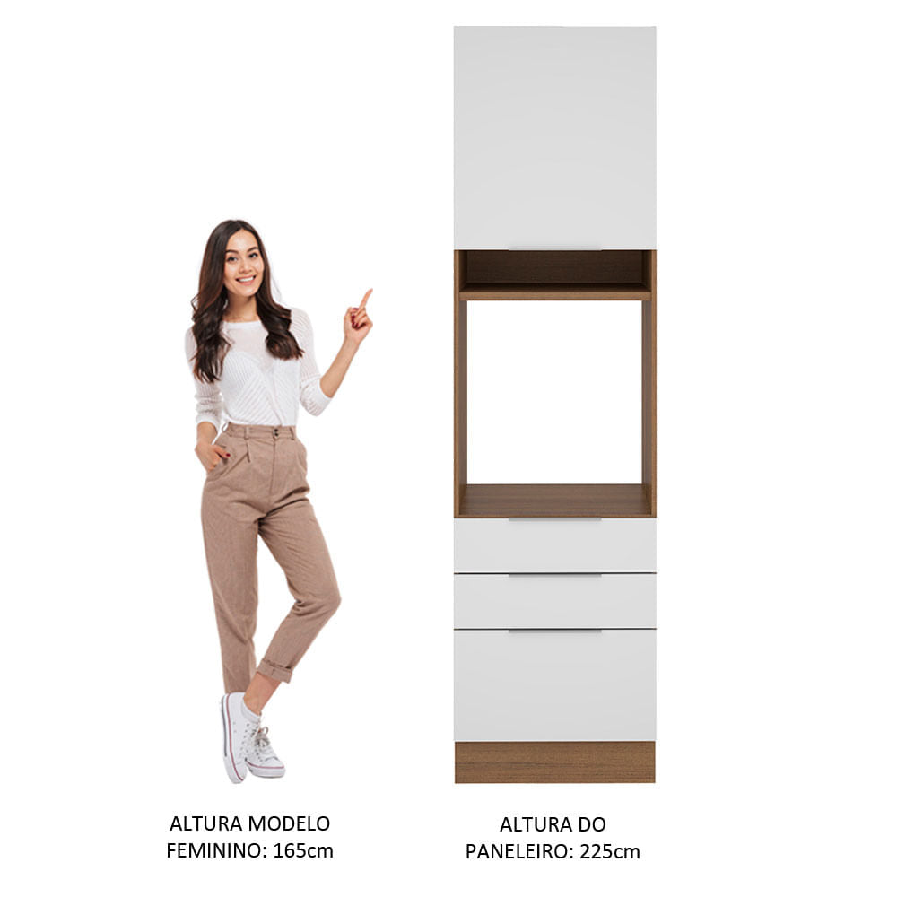 Torre Quente Madesa Stella 60 cm 1 Porta 3 Gavetas Rustic/Branco