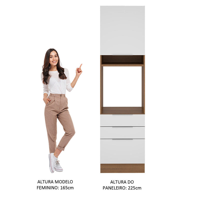 Torre Quente Madesa Stella 60 cm 1 Porta 3 Gavetas Rustic/Branco