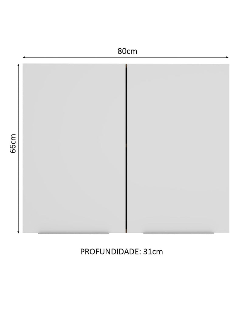 Armário Aéreo Madesa Stella 80 cm 2 Portas Rustic/Branco