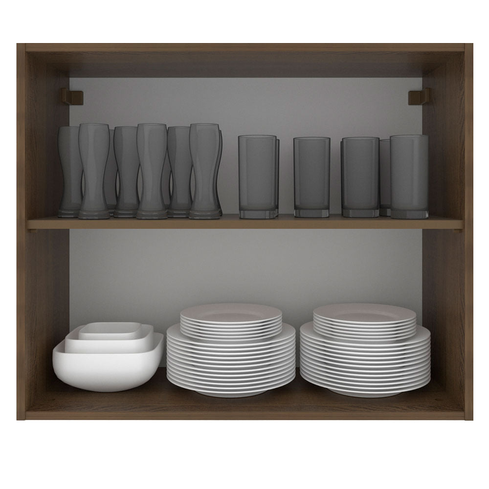 Armário Aéreo Madesa Stella 80 cm 2 Portas Rustic/Branco