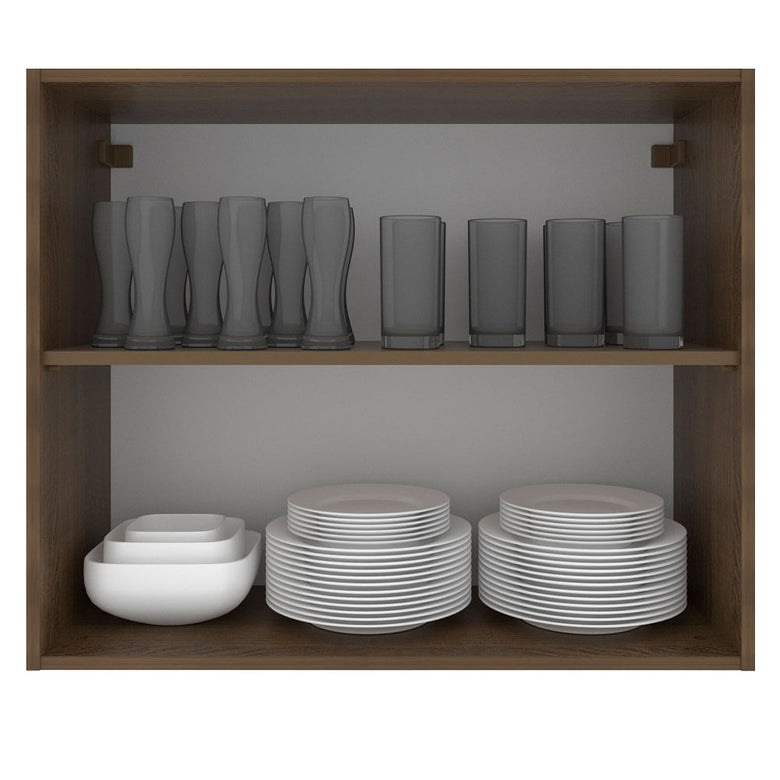 Armário Aéreo Madesa Stella 80 cm 2 Portas Rustic/Branco