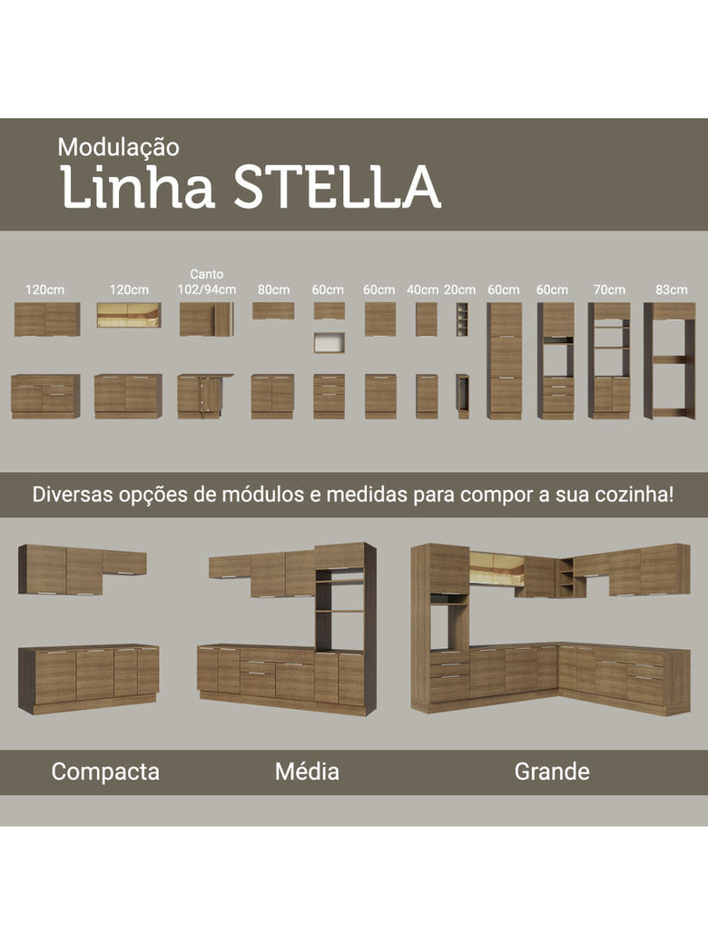 Armário Aéreo Madesa Stella 35 cm 1 Porta Rustic