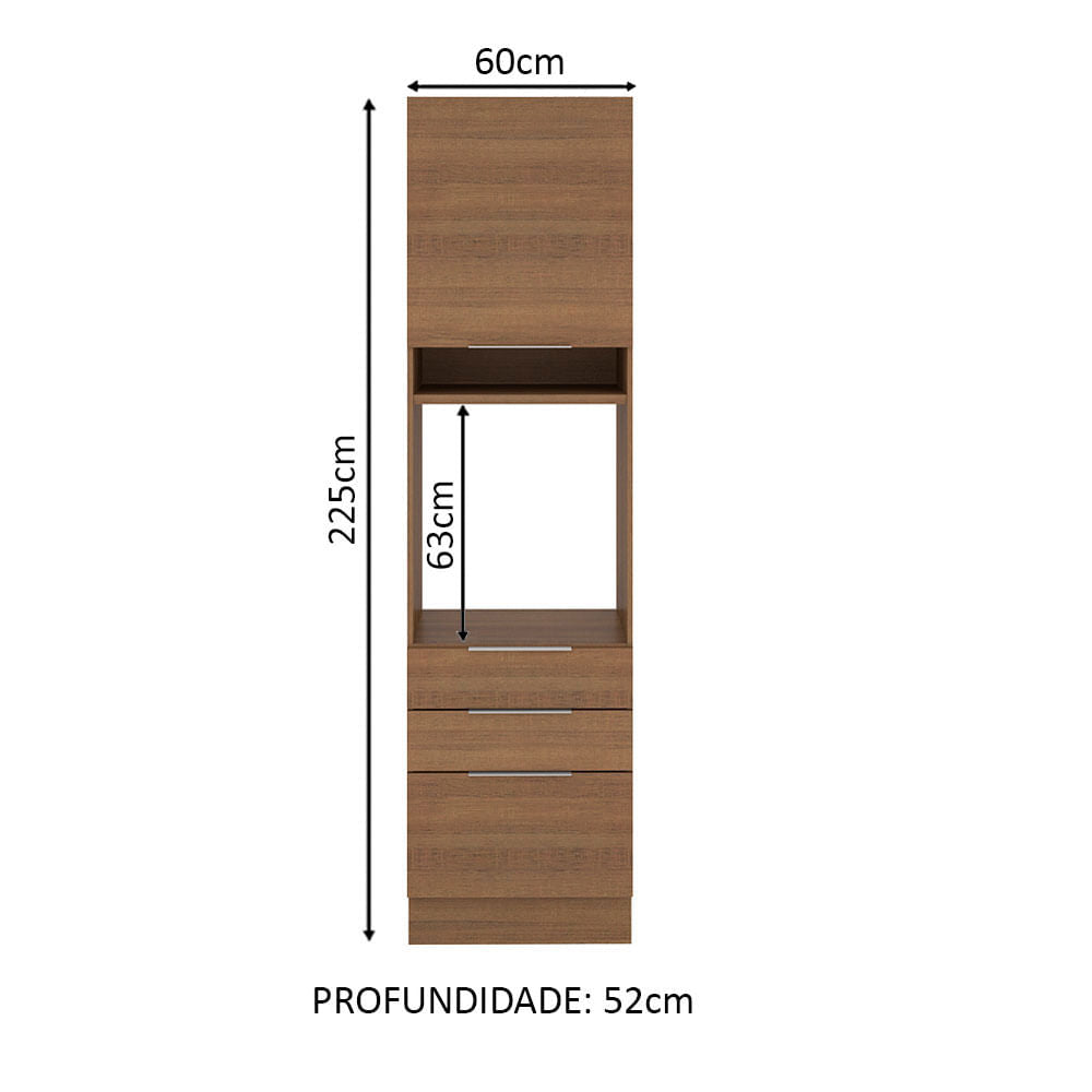 Torre Quente Madesa Stella 60 cm 1 Porta 3 Gavetas Rustic - Rustic