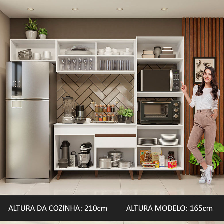 Armário de Cozinha Completa 260cm Branco Reims Madesa 01