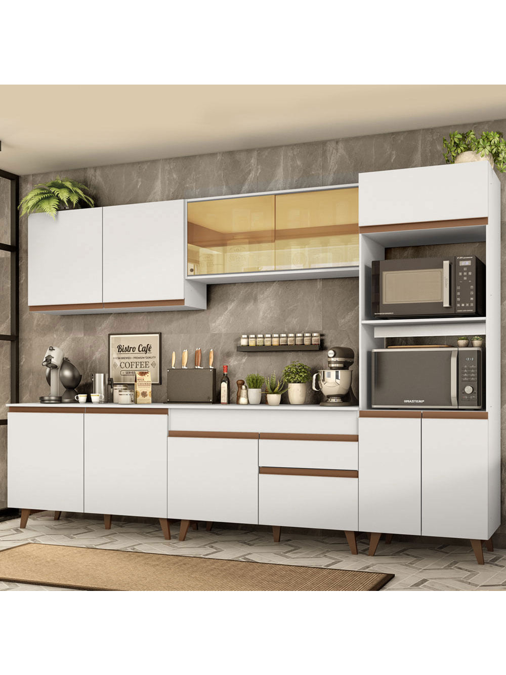 Armário de Cozinha Completa 310cm Branco Reims Madesa 01 - Branco