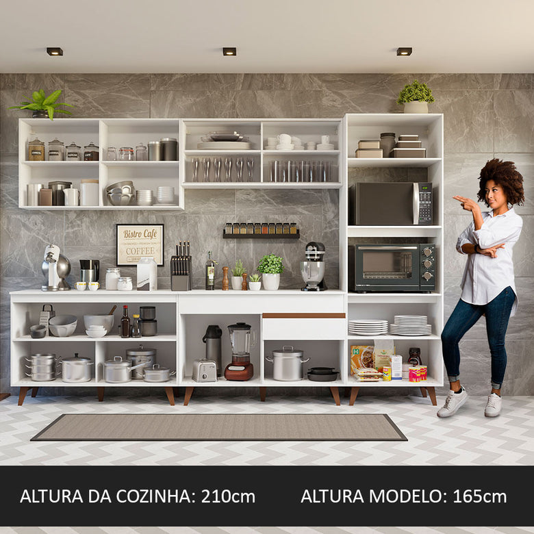 Armário de Cozinha Completa 310cm Branco Reims Madesa 01