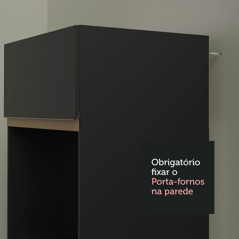 Armário de Cozinha Compacta 190cm Preto Reims Madesa 02