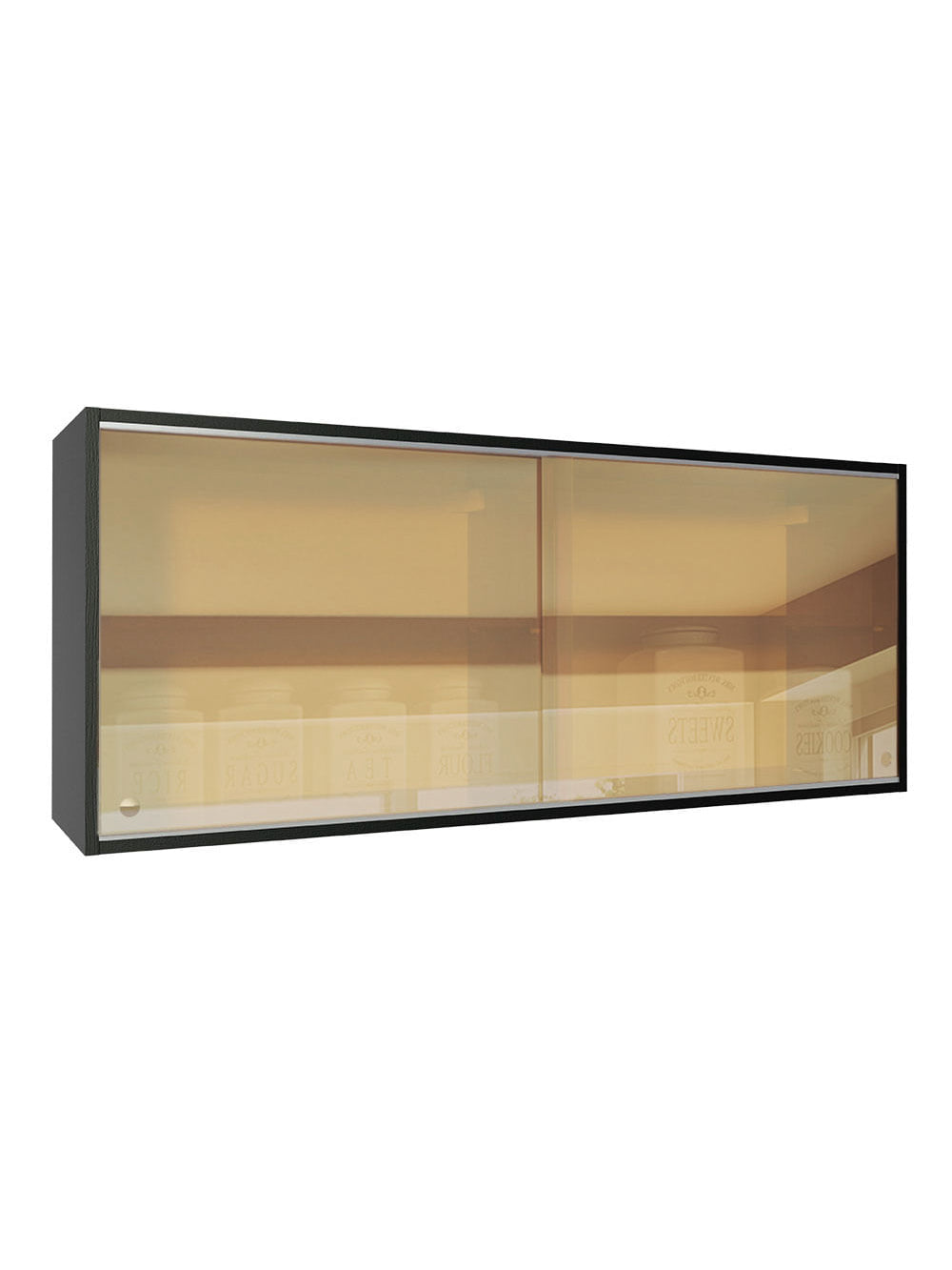 Armário Aéreo Madesa Reims 2 Portas de Correr de Vidro Reflex Preto - Preto