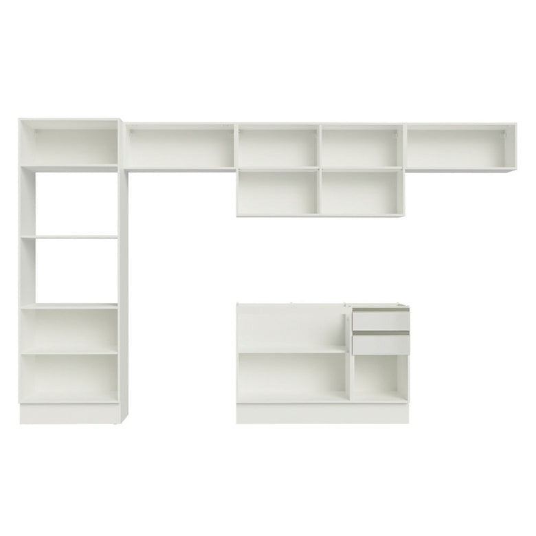 Armário de Cozinha Completa 100% MDF 350cm Frentes Branco Brilho Acordes Madesa 01
