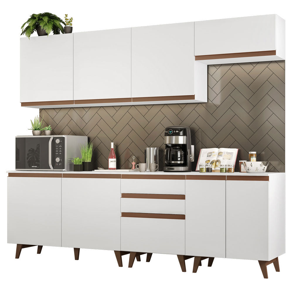 Armário de Cozinha Completa 250cm Branco Reims Madesa 01 - Branco