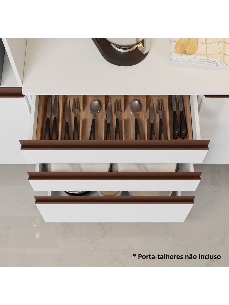 Armário de Cozinha Completa 250cm Branco Reims Madesa 01