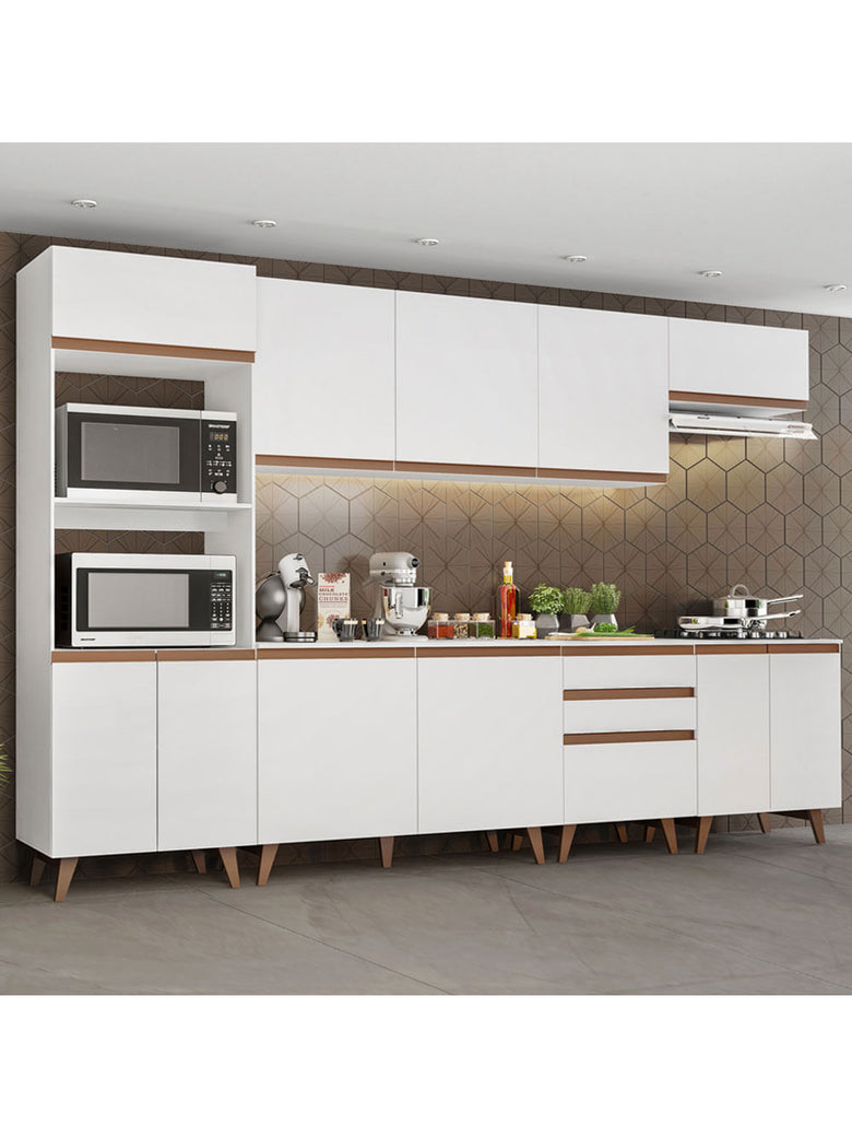 Armário de Cozinha Completa 320cm Branco Reims Madesa 02