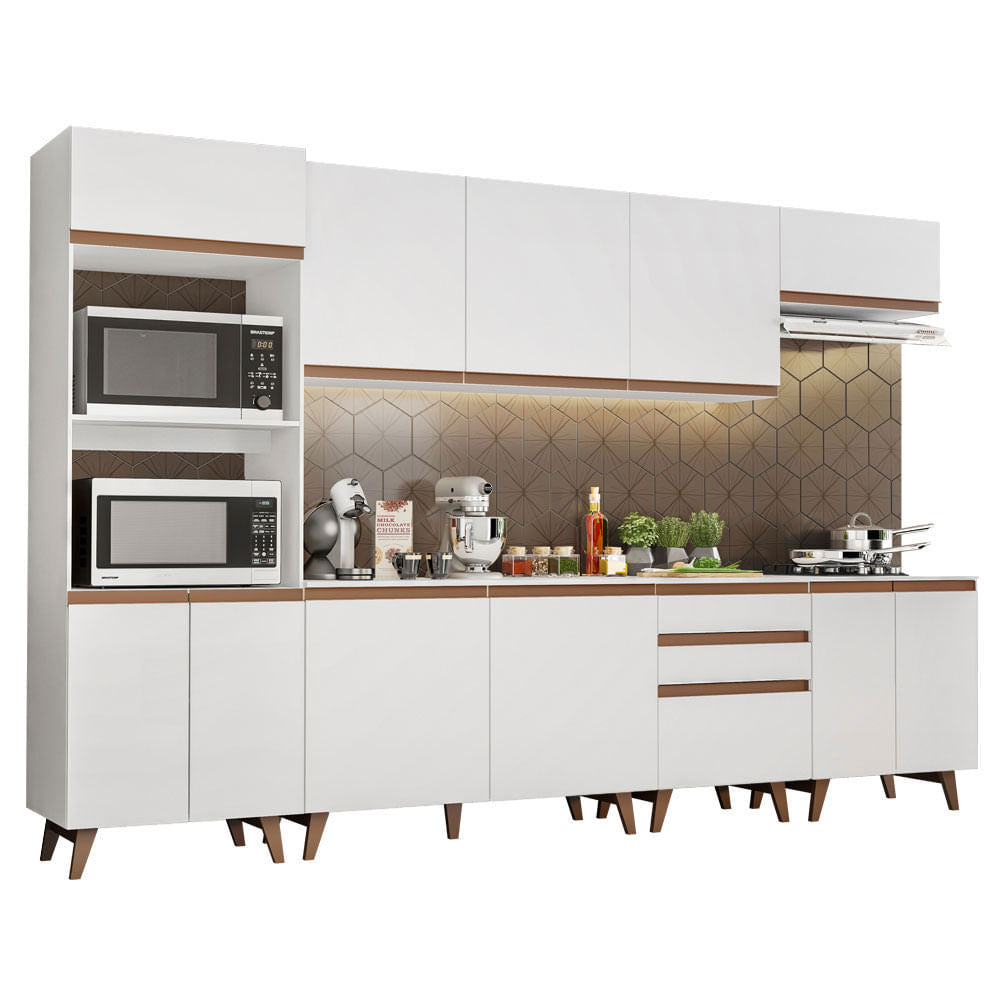 Armário de Cozinha Completa 320cm Branco Reims Madesa 02 - Branco