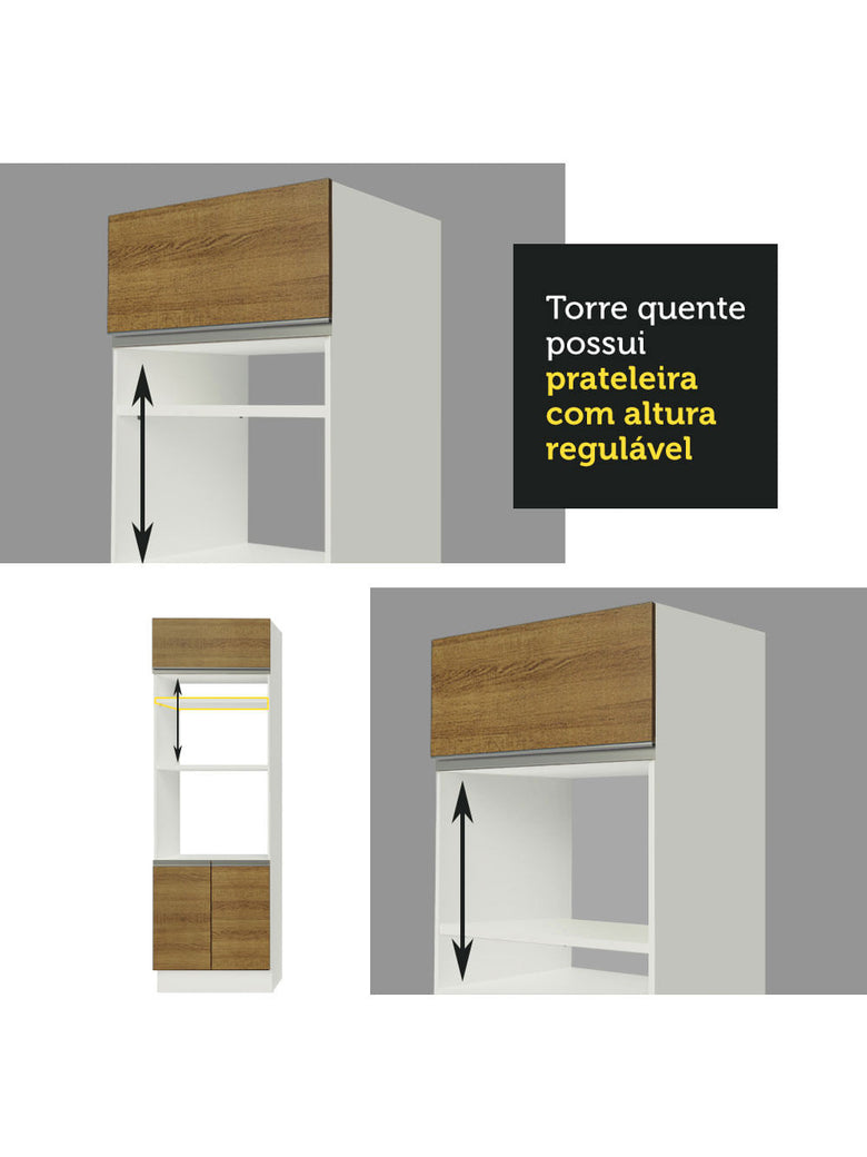 Armário de Cozinha Completa 290cm Branco/Rustic/Crema Vicenza Madesa 01